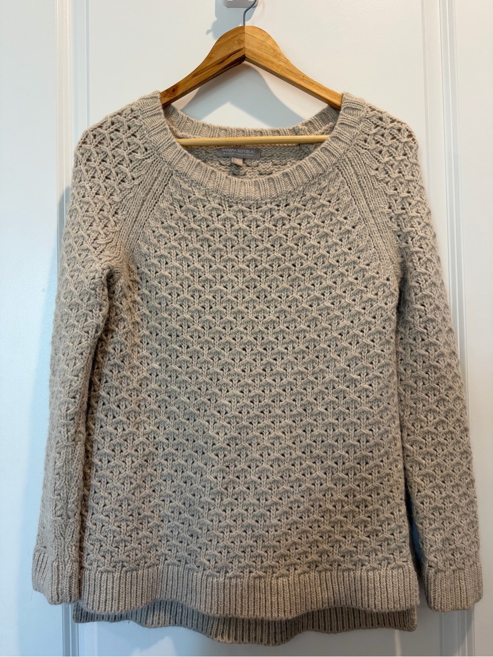 Banana Republic Italian Yarn Alpaca Merino Wool Blend Sweater Small Oatmeal